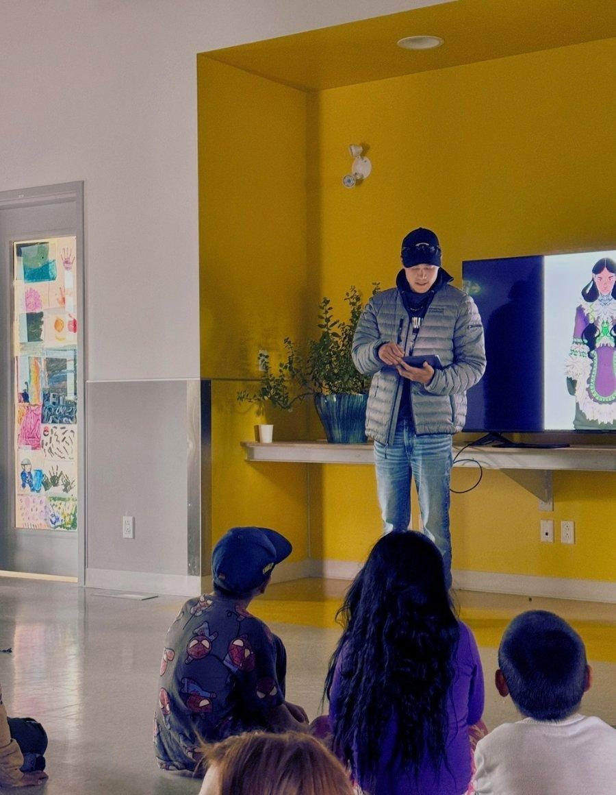 Children watching a presentation