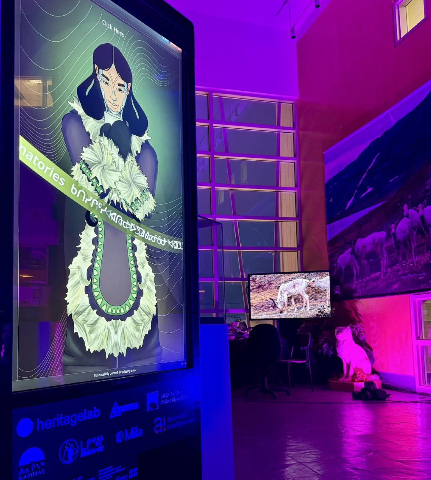 An illustrated kiosk at an event