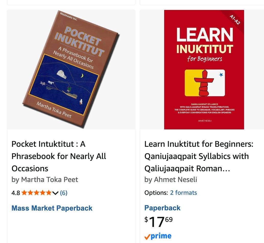 Inuktitut books of questionable origin listed on Amazon